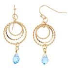 Lc Lauren Conrad Textured Nickel Free Hoop Drop Earrings, Women's, Blue
