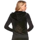Women's Juicy Couture Embellished Hoodie Jacket, Size: Small, Black