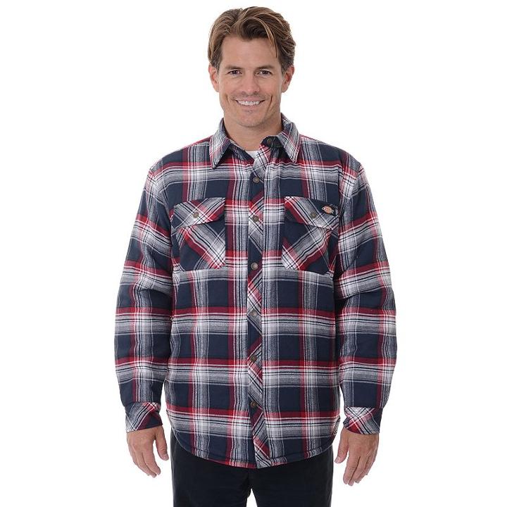 Big & Tall Dickies Classic-fit Plaid Sherpa-lined Shirt Jacket, Men's, Size: 4xb, Blue (navy)
