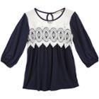 Girls 7-16 & Plus Size Speechless Lace Front Knit Top, Size: Large, Blue (navy)