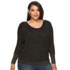 Plus Size Jennifer Lopez Lurex Ribbed Sweater, Women's, Size: 1xl, Black