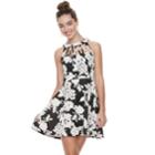 Juniors' Three Pink Hearts Floral Puff Scuba Caged Skater Dress, Teens, Size: Medium, Grey (charcoal)