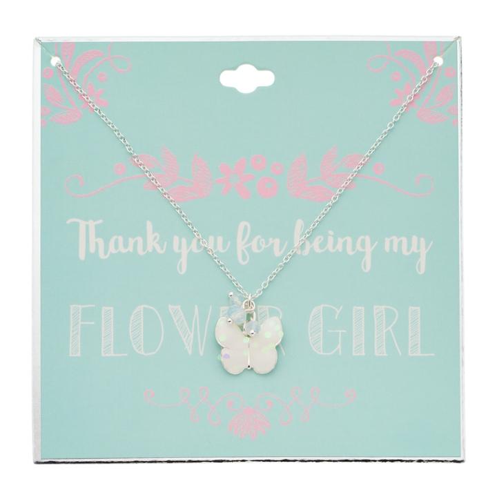 Glittery Butterfly Pendant Necklace, Women's, Silver