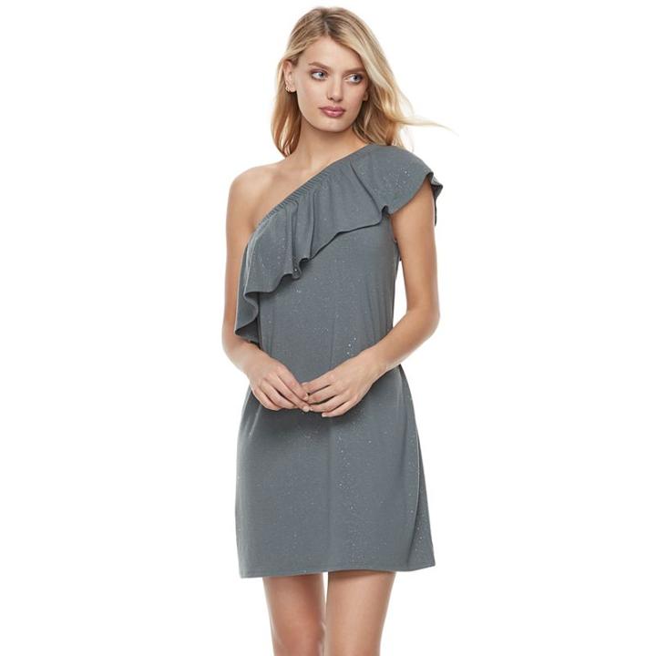 Women's Juicy Couture Glitter One-shoulder Shift Dress, Size: Medium, Med Grey