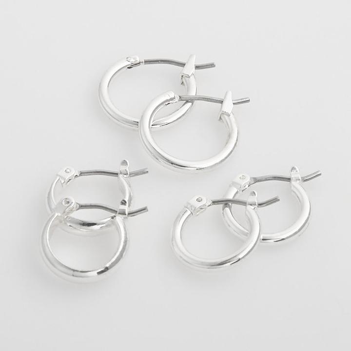 Croft & Barrow&reg; Silver Tone Hoop Earring Set