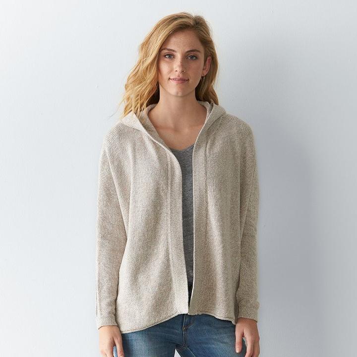 Women's Sonoma Goods For Life™ Marled Hooded Cardigan, Size: Xxl, Dark Grey