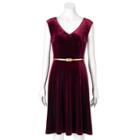 Women's Suite 7 Velvet Fit & Flare Dress, Size: 8, Dark Red