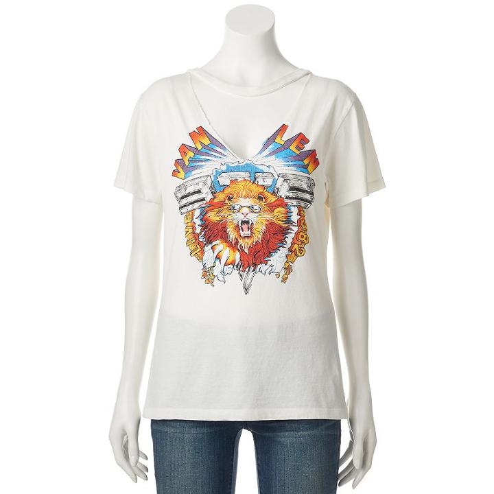 Juniors' Van Halen Choker Neck Graphic Tee, Teens, Size: Small, White
