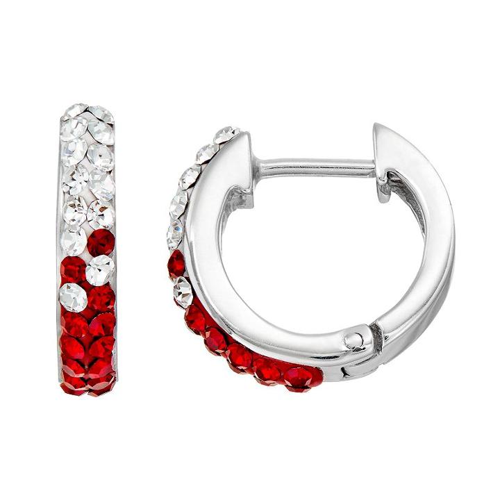 South Carolina Gamecocks Crystal Sterling Silver Huggie Hoop Earrings, Women's, Purple