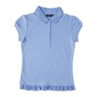 Girls 4-16 Chaps School Uniform Lace Ruffle Polo, Girl's, Size: 7, Blue Other