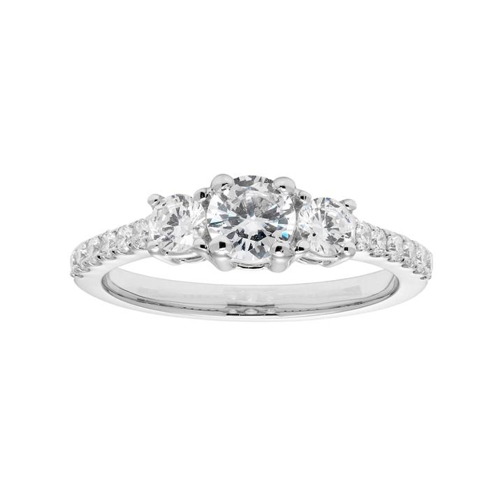 14k Gold 1 Carat T.w. Igl Certified Diamond 3-stone Engagement Ring, Women's, Size: 10, White