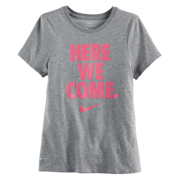 Girls 7-16 Nike Dri-fit Here We Come Tee, Size: Xl, Grey Other