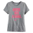 Girls 7-16 Nike Dri-fit Here We Come Tee, Size: Xl, Grey Other