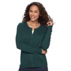 Women's Croft & Barrow&reg; Essential Cardigan, Size: Large, Dark Green