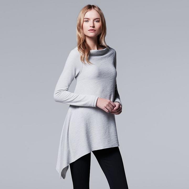 Women's Simply Vera Vera Wang Simply Separates Asymmetrical Top, Size: Large, Silver