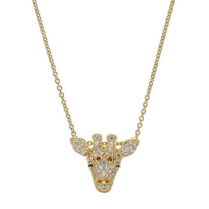 Sophie Miller Sterling Silver Cubic Zirconia Giraffe Pendant, Women's, Size: 16, White
