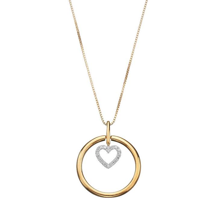 Sterling Silver Diamond Accent Heart Ring Pendant Necklace, Women's, Size: 7, Yellow
