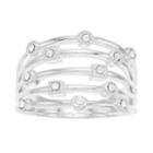 Brilliance Silver Tone Swarovski Crystal Tiered Ring, Women's, Size: 9, White
