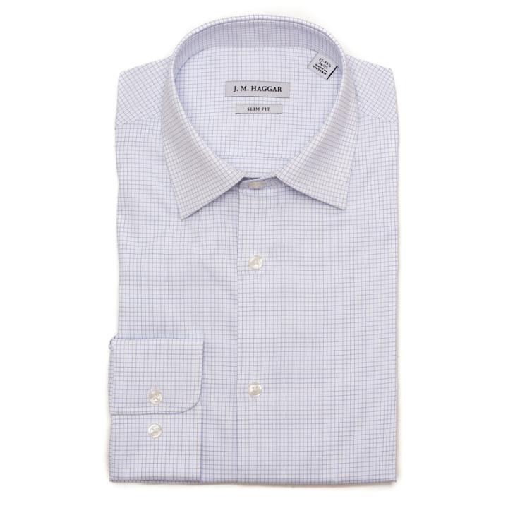 Men's Haggar Premium Performance Slim-fit Stretch Dress Shirt, Size: 17.5-32/33, Light Blue