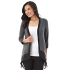 Women's Ab Studio Chiffon Trim Cardigan, Size: Small, Dark Grey