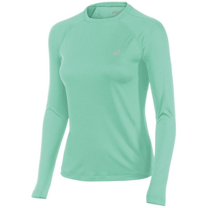 Women's Asics Crewneck Raglan Running Top, Size: Large, Turquoise/blue (turq/aqua)