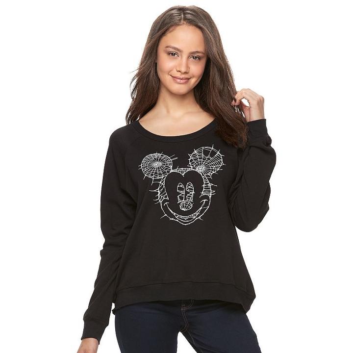 Disney's Mickey Mouse Juniors' Web Face Graphic Sweatshirt, Teens, Size: Xs, Black