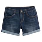 Girls 7-16 & Plus Size So&reg; Rolled Cuff Shortie Jean Shorts, Size: 14 1/2, Dark Blue