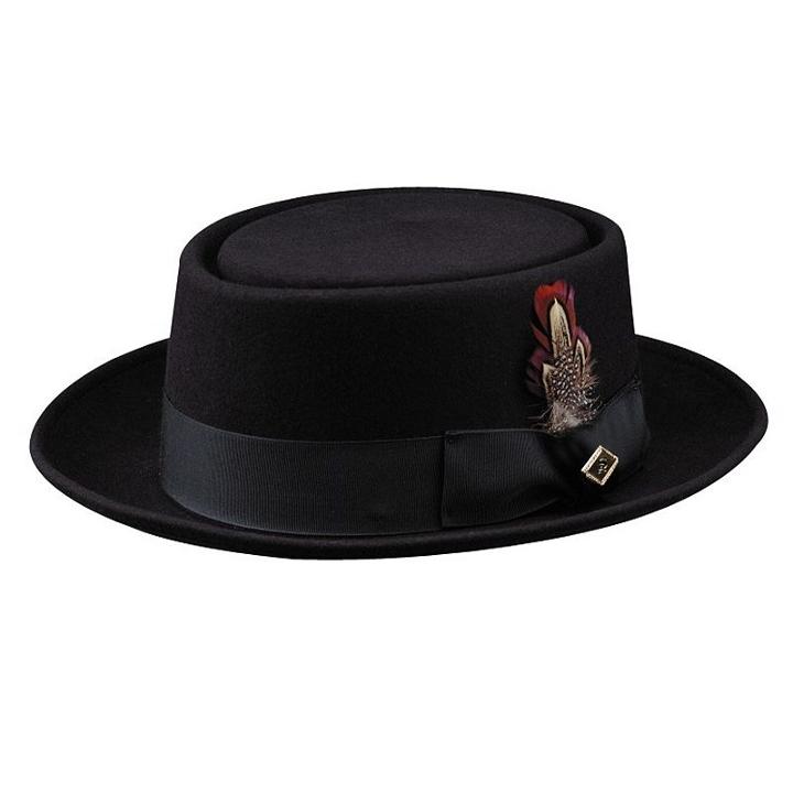Stacy Adams Feathered Rocker Fedora, Men's, Size: Medium, Black