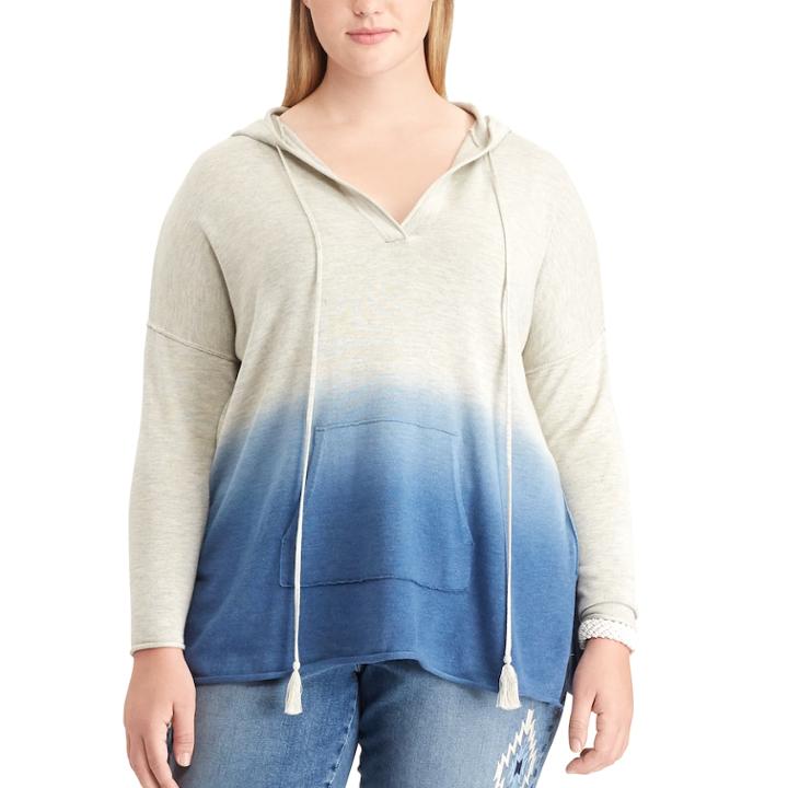 Plus Size Chaps Dip-dye Hoodie, Women's, Size: 2xl, Blue (navy)