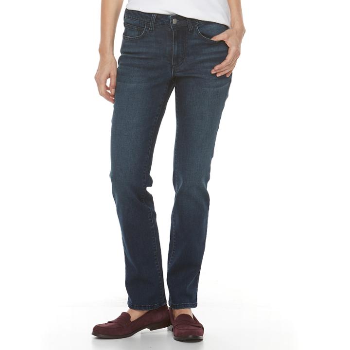 Women's Croft & Barrow&reg; Straight-fit 5-pocket Jeans, Size: 14, Blue Other