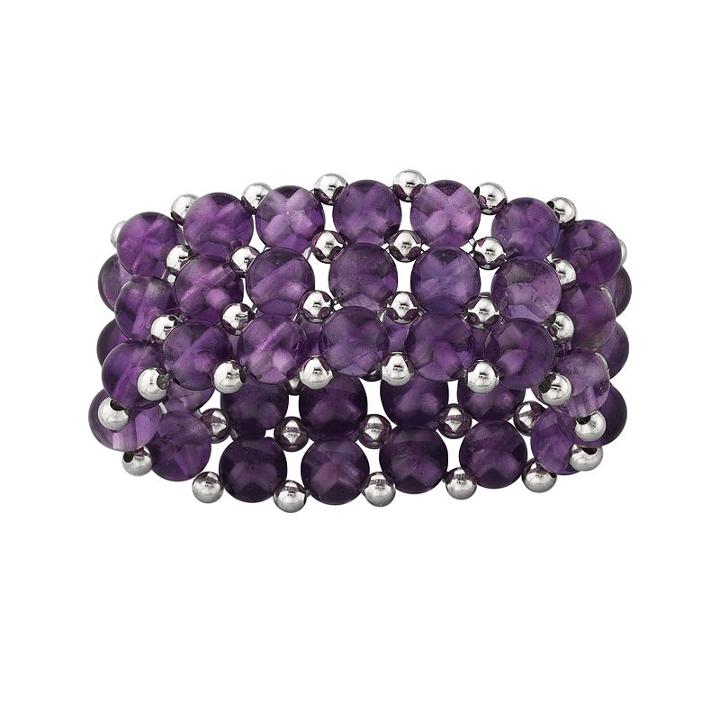 Sterling Silver Amethyst Stretch Ring, Women's, Purple