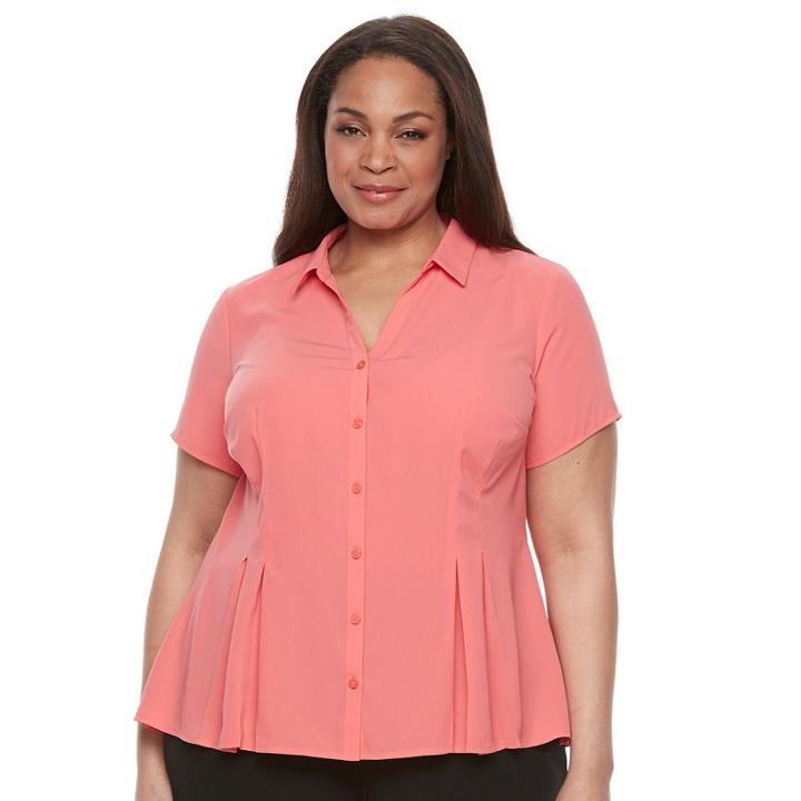 Plus Size Dana Buchman Release-pleat Blouse, Women's, Size: 2xl, Lt Orange