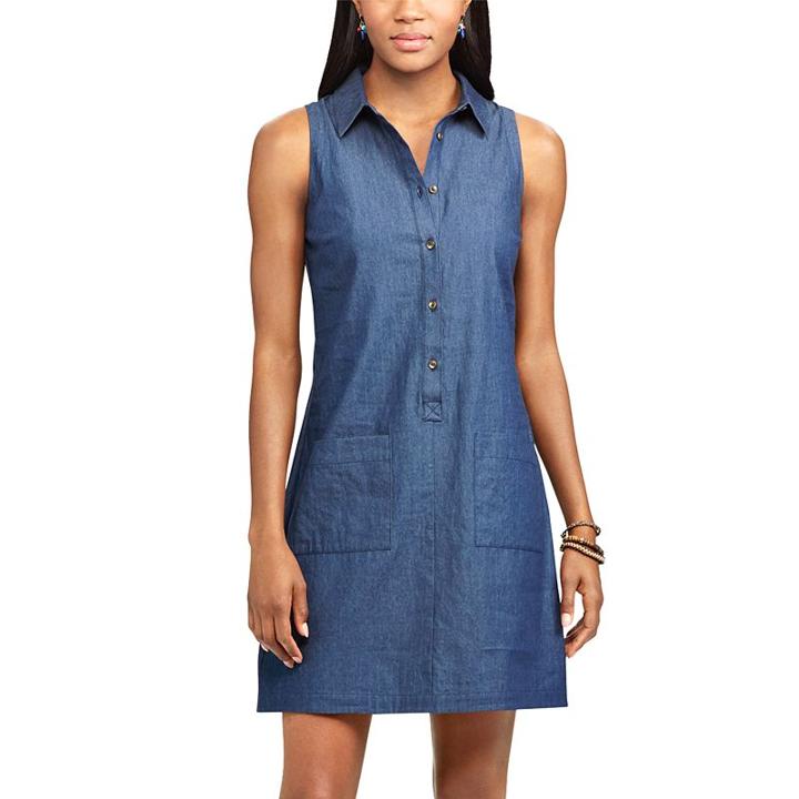 Women's Chaps Jean Shirtdress, Size: Small, Blue