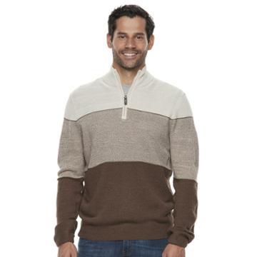 Men's Dockers Comfort Touch Classic-fit Colorblock Quarter-zip Sweater, Size: Xl, Brown