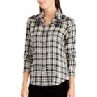 Petite Chaps Plaid Button-up Shirt, Women's, Size: L Petite, Natural