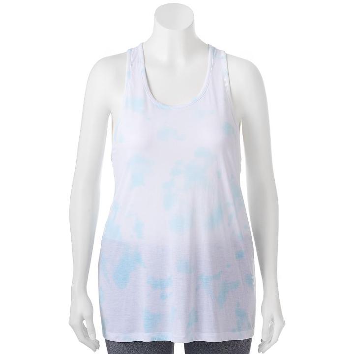 So, Juniors' Plus Size &reg; Mesh Back Space-dyed Tank, Girl's, Size: 1xl, Turquoise/blue (turq/aqua)