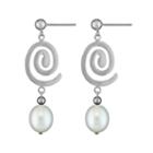 Sterling Silver Freshwater Cultured Pearl Swirl Drop Earrings, Women's, White