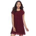 Juniors' Speechless Lace Scallop Hem Shift Dress, Teens, Size: Medium, Drk Purple