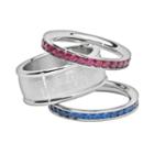 Logoart New York Rangers Stainless Steel Crystal Stack Ring Set, Women's, Size: 7, Multicolor
