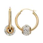 Crystal 14k Gold-bonded Sterling Silver Spinner Ball Hoop Earrings, Women's, White