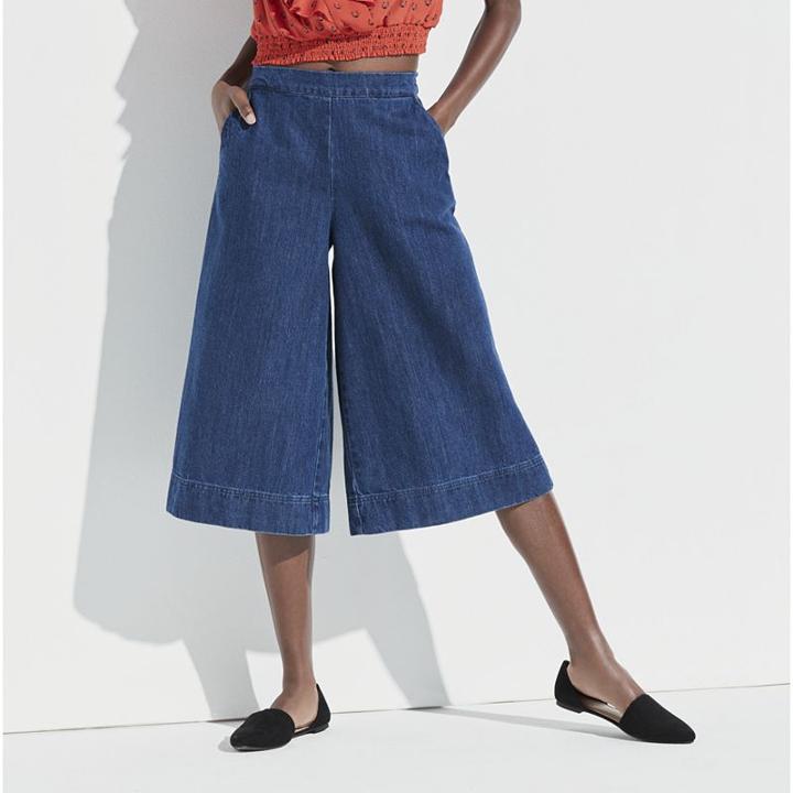 K/lab Denim Wide Leg Culottes, Girl's, Size: Large, Dark Blue
