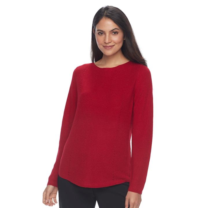 Women's Croft & Barrow&reg; Pointelle Sweater, Size: Xl, Med Red