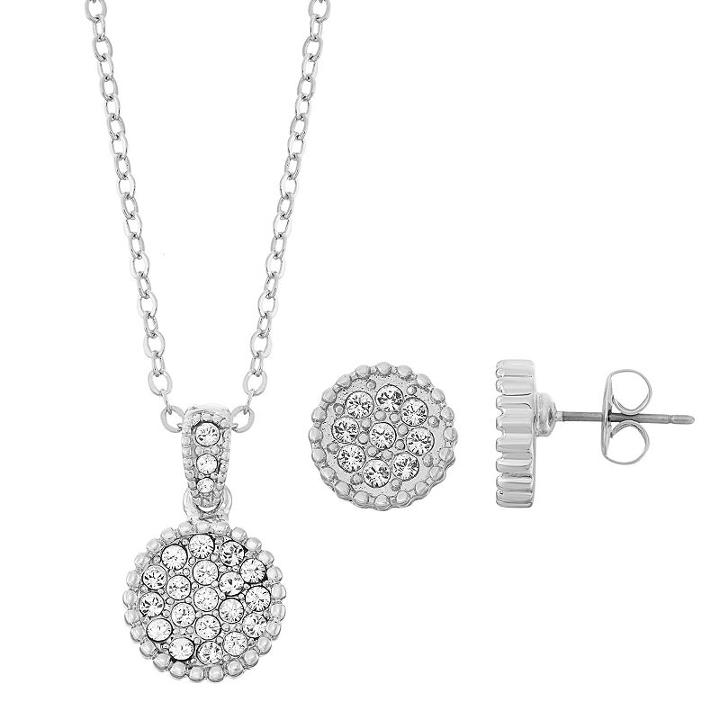 Brilliance Disc Jewelry Set With Swarovski Crystals, Women's, White