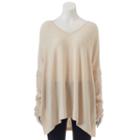 Women's Apt. 9&reg; V-neck Poncho Sweater, Size: L/xl, Lt Beige