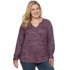 Plus Size Sonoma Goods For Life&trade; Henley Top, Women's, Size: 3xl, Drk Purple