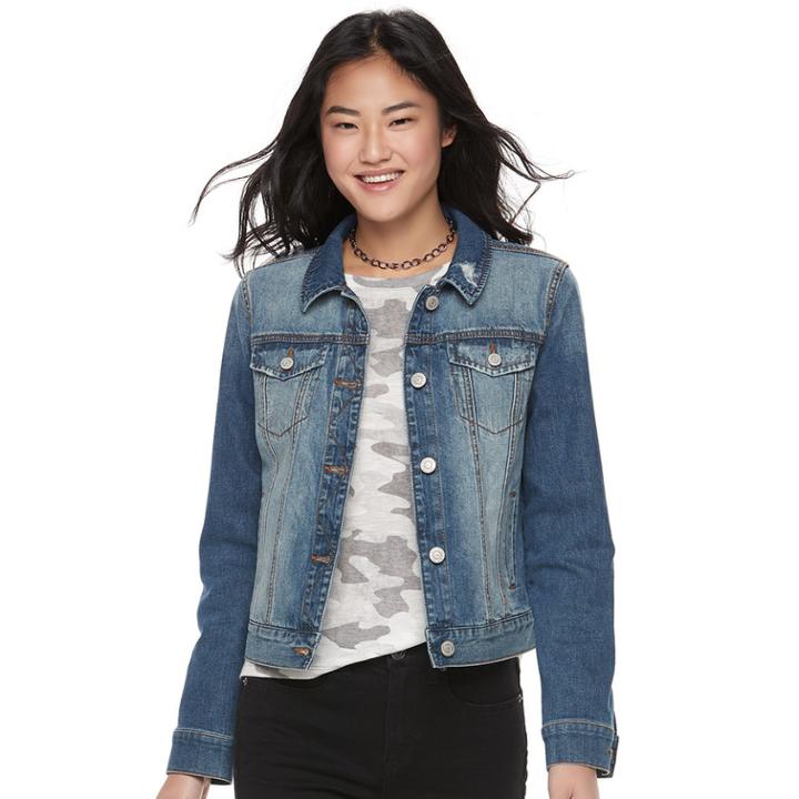 Juniors' Mudd&reg; Faded Jean Jacket, Teens, Size: Xl, Blue