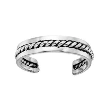 Barefootsies Silver Plated Rope Toe Ring, Women's, Grey