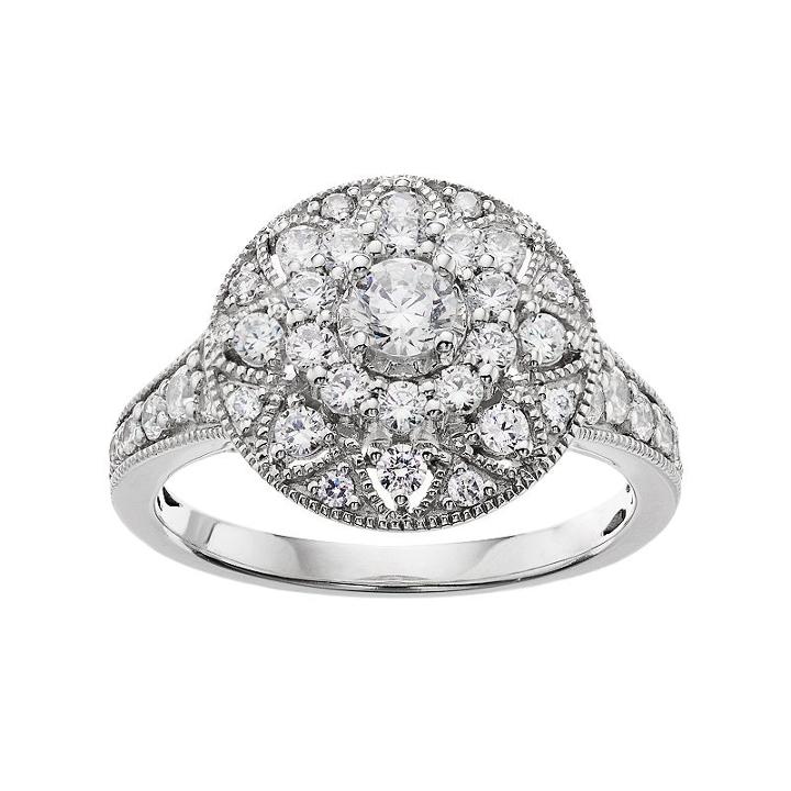 Simply Vera Vera Wang 14k White Gold 1 Carat T.w. Certified Diamond Halo Engagement Ring, Women's, Size: 5.50