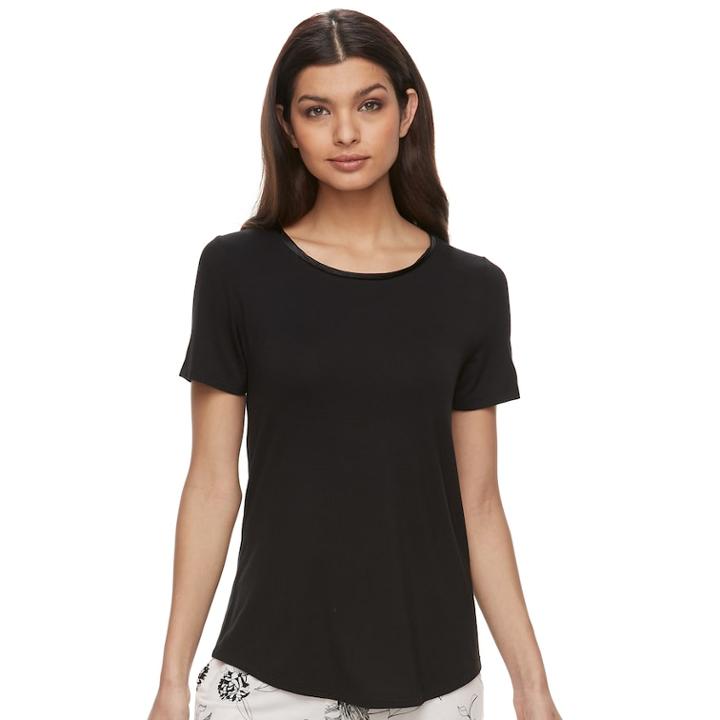 Women's Apt. 9&reg; Everyday Crewneck Tee, Size: Medium, Black