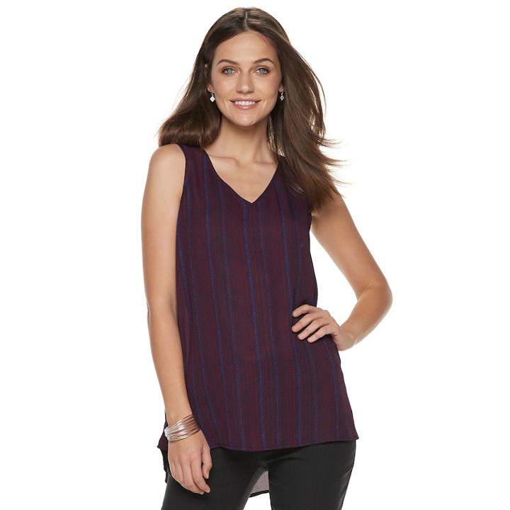 Women's Apt. 9&reg; V-neck Georgette Tank, Size: Large, Drk Purple